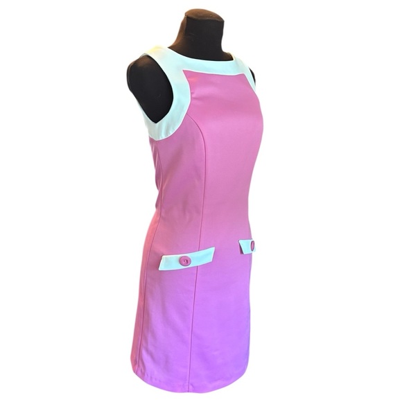 A-list Bright Pink & White Retro Sheath Dress, size XS/ Juniors size 5 - Picture 5 of 12